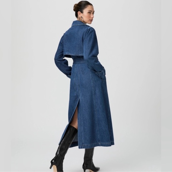🆕 PAIGE Denim Trench Coat RAINA Rylie NWT Luxury longline 10 Cotton Couture - Picture 2 of 16